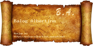 Balog Albertina névjegykártya